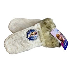 Disney Frozen White Mittens with Fur Trim